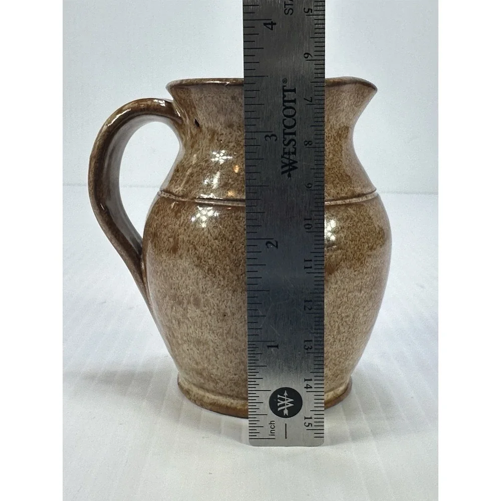 Old‎ Sturbridge Village Pottery Primitive Brown Glaze Handmade Jug 3.5